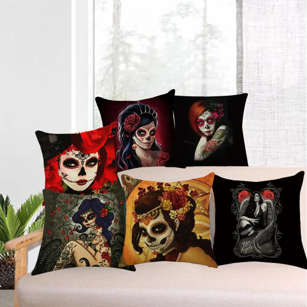45*45 см наволочка для подушки в стиле Хэллоуин beauty Skeleton серии льняная наволочка для подушки автомобиля наволочка для дома украшения