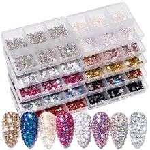 

Multi-size Nail Art Decoration DIY Charms Crystals Flat Bottom Nail Stone Gems Sequins 3D Rhinestone for Nail Design Accessories