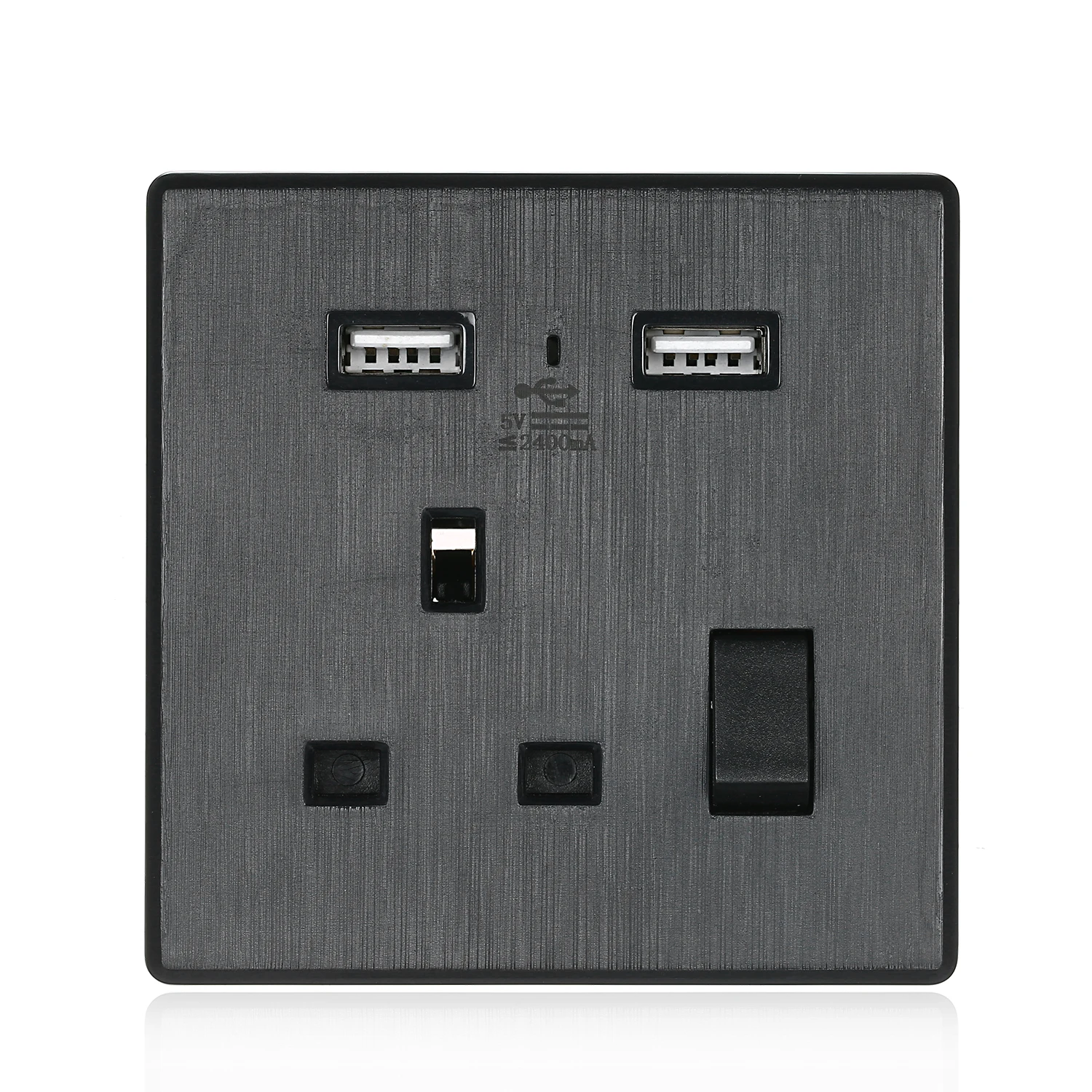 AC110-250V 13A настенная розетка USB Панель бытовой офис настенный выключатель одна розетка 2.4A USB 5 в порт зарядного устройства стандарт Великобритании