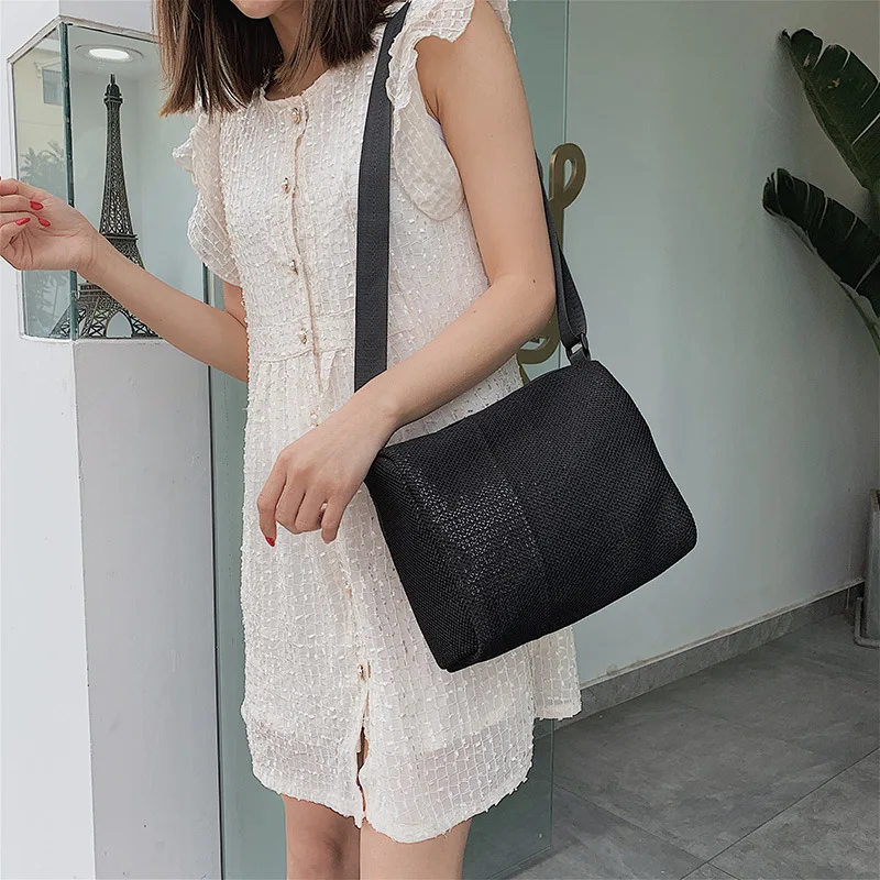 

Pearl water bucket one-shoulder big bag2019 new style Korean style all-in-one casual wide shoulder strap messenger bag