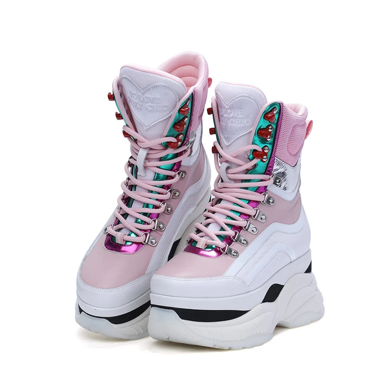 

Women Sneakers Shoes Pink Genuine Leather Sneakers Womens Chunki Shoe Woman Fashion Thick Sole Ladies Platform Shoe Sneaker