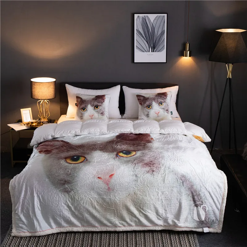 

cat pattern Winter Thick Comfy Blanket Adults and Children Fleece Weighted Blankets for Beds Travel