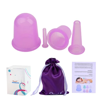 

CkeyiN Vacuum Cupping Device Suction Cups Medical Sucker 1set/4pcs Silicone Neck Face Body Massage Magnetic Cupping Cups