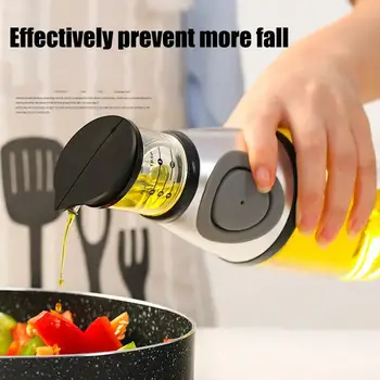 

250ml No-Drip Spout Oil Vinegar Leakproof Glass Dispenser Bottle Kitchen Tool Red Silver Color