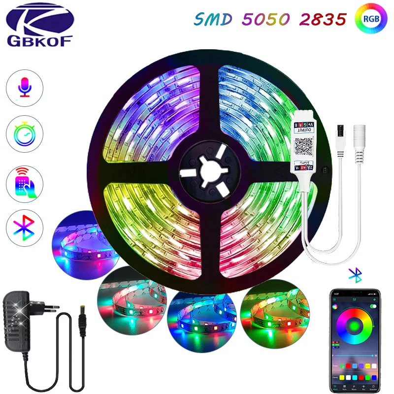 Светодиодная ленсветильник 5 м 10 15 RGB 2835 5050 водонепроницаемая 12 В постоянного тока