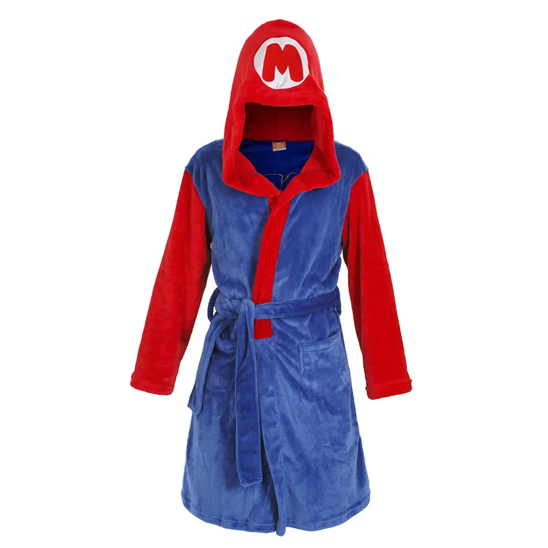 

Game Super Mario Bros Bathrobe Cosplay Mario Costume Adult Cartoon Night Bath Robe Sleepwear Pajamas Bathing Suit