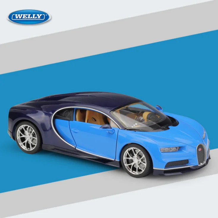 Модель автомобиля Welly Bugatti Chiron из сплава под давлением в масштабе 1:24 игрушка для