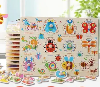 

Infant Wood Gripper Jigsaw Puzzle Alphanumeric Fruit And Vegetable Graphics Hand Grasping Three-Dimensional Panel Toys