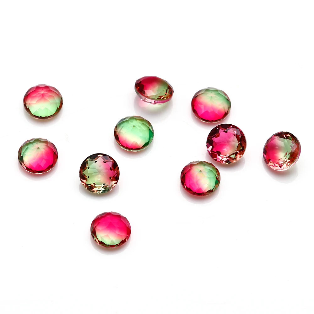 

10Pcs Double-sided CuttingRound 5MM Tourmaline Loose Powder GemstoneFashionJewelry Accessories Decorative Gifts Stone