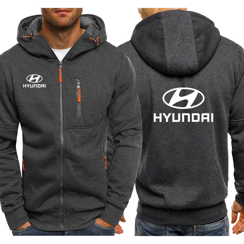 Толстовки с капюшоном и Для мужчин автомобиль Hyundai логотип печати Повседневное в стиле «хип-хоп» Толстовка Harajuku толстовки с капюшоном мужская молния куртка мужская одежда с капюшоном