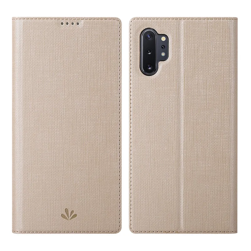 Для samsung Galaxy Note 10 Plus Чехол Кожаный Фолиант раскрывающийся чехол с подставкой и кредитными слотами для Galaxy Note 10 Plus - Цвет: gold