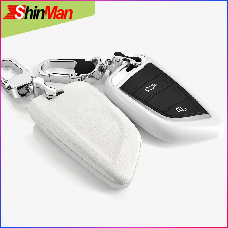 Чехол для ключей ShinMan из коровьей кожи + ABS защитный чехол BMW X1 X5 X6 2 серии 5 7 2014 2017