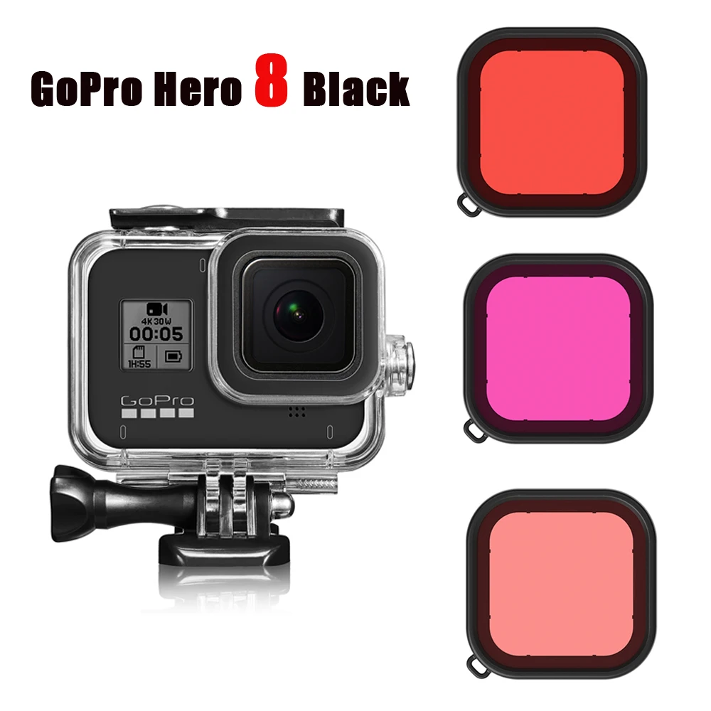60 м подводный водонепроницаемый чехол Houing Shell для Gopro Hero 8 экшн-камеры+ 3 цвета Go Pro 8 крышка фильтра аксессуары для дайвинга