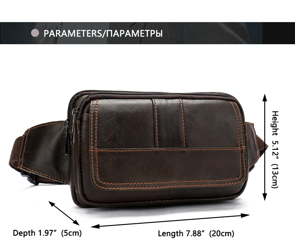Waist Bag Leather Genuine Men Fanny Pack Money Belt Bag Phone Pouch Bags for Men Small Male Travel Waist Chest Pack 4
