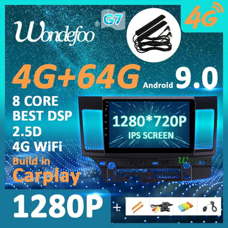 Flash Deal Android 9.0 1280*720P Carplay 4G 64G Radio for Mitsubishi Lancer 10 CY 2007-2012 GPS Navigation IPS Screen NO DVD Stereo PC 0
