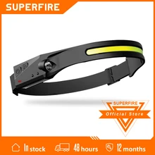 

SUPERFIRE HL65 COB LED Headlamp With Sensor Built-in Battery Flashlight USB Rechargeable Head Lamp For Camping Fishing Torch