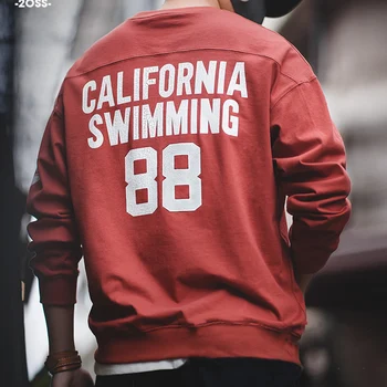 

Maden Men’s Casual Ivy Style Printed Crew Neck Long Sleeve Sweatshirt Vintage Cotton Spring Autumn Graphic Pullover t-Shirt Swea