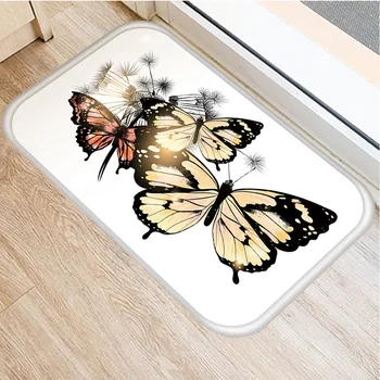 

Spring Butterfly Living Room Art Doormat Bathroom Non-slip Carpet Kitchen Clean Rug Can Diy Custom You Logo Image Wholesale E080