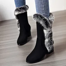 SAGACE плюшевые однотонные Сапоги на молнии с пушистым круглым носком женская обувь Размеры 35-43, уличная ветрозащитная теплая обувь для работы и отдыха