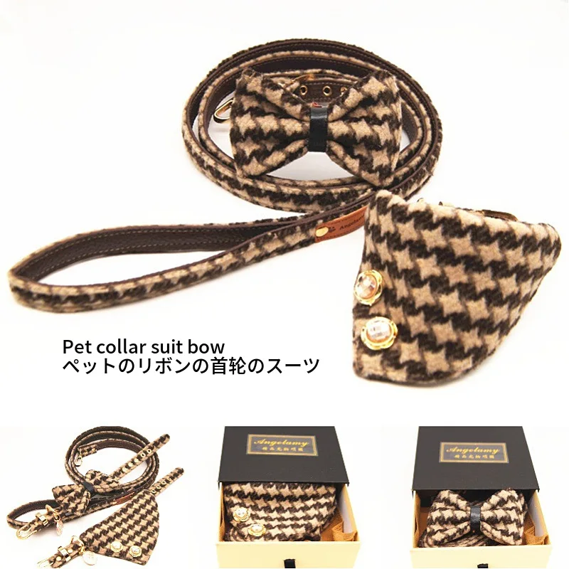 

Yellow qian ge niao Pet Collar Triangular Binder Bibs Traction Set Pet Supplies