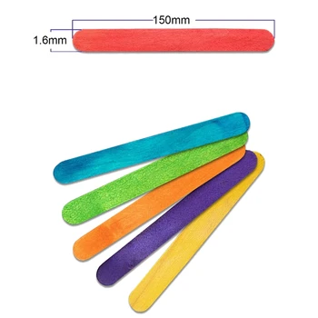 

Wooden Popsicle Stick Ice Cream Bar Large Craft Bar 6 Colors 500 Sticks
