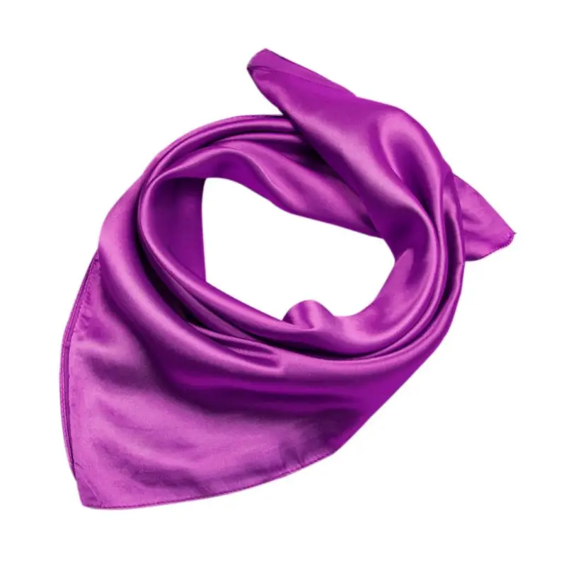 60x60 см, женский весенний шарф унисекс из искусственного шелка, квадратный шарф для шеи, Одноцветный, для офиса, для девушек, носовой платок, для выступлений, повязки на голову, 12 цветов - Цвет: Deep Purple