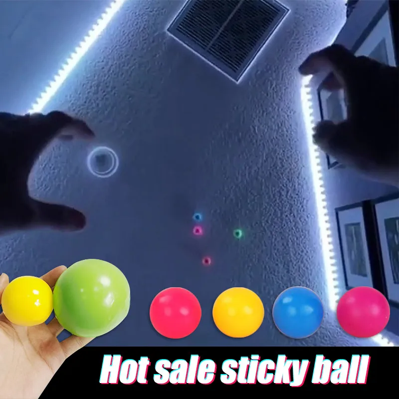 10PCS Sticky Wall Ball for Ceiling Stress Relief Globbles Squishy Kid Adult Toy^ 