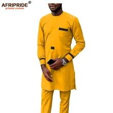Африканская мужская одежда спортивный костюм осенняя одежда Дашики Печать рубашка и брюки из Анкары блузка с карманами комплект AFRIPRIDE A1916017