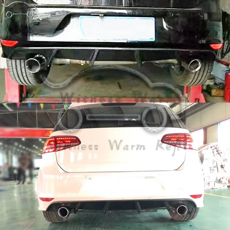 Задний бампер из углеродного волокна, выпускной диффузор, спойлер для Volkswagen GOLF 7 R, автомобильный комплект кузова только 14-17