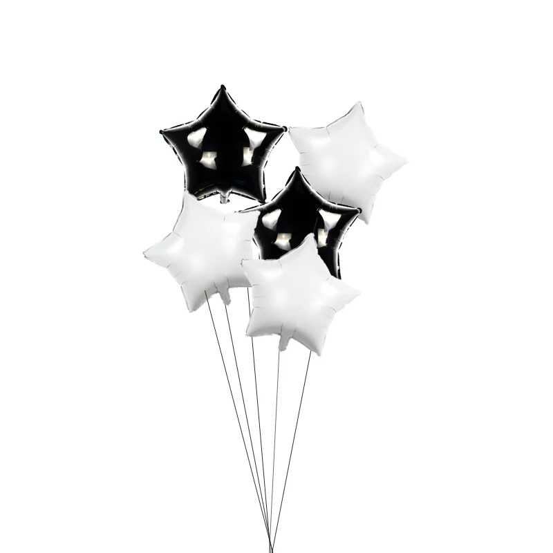 3white 2black WJX 5 шт. 18 дюймов золотой синий шар звезда из фольги сердце Свадебные воздушные шарики праздник в честь рождения ребенка, Рождество Красный Зеленый Звезда Дети шарики на день рождения - Цвет: 3white 2black WJX