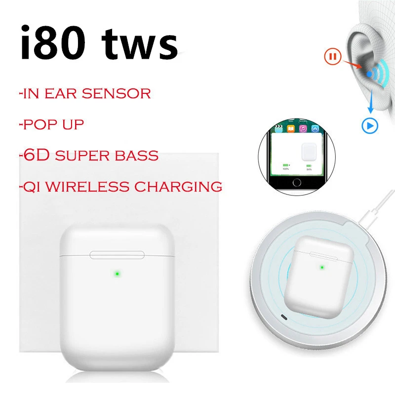 I80 Tws Bluetooth наушники 1:1 Air 2th Беспроводная зарядка наушники Pk H1 W1 чип не i40000 i20000 i10000 i500 tws ecouteur bluetooth sans fil yfeiybrb draadloze oordopjes fone sem fio