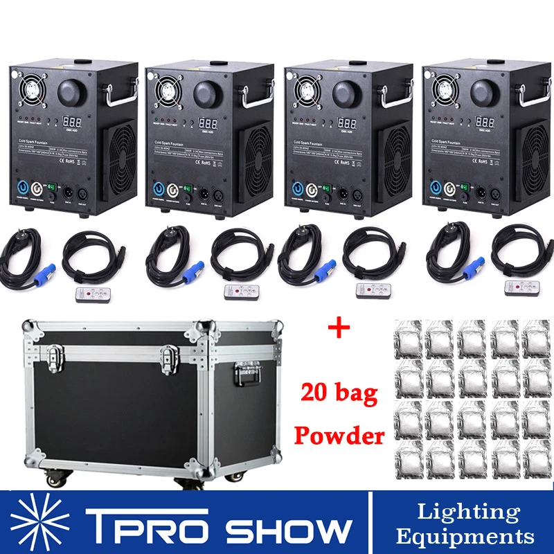 4 Spark 1Case 20Bag Мини сверкающий крытый/открытый свадьбы Dmx/пульт дистанционного управления фейерверк холодной искры фонтан машина бездымного полета чехол без карты - Цвет: 4 Spark 1Case 20Bag