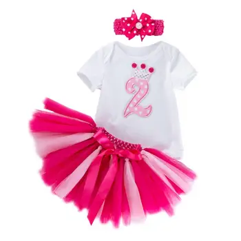 

2 Year Girl Baby Birthday Dress Baby First Birthday Girl Party Tutu Dress 3 Piece Infant Clothing New Born Romper Dress Gown
