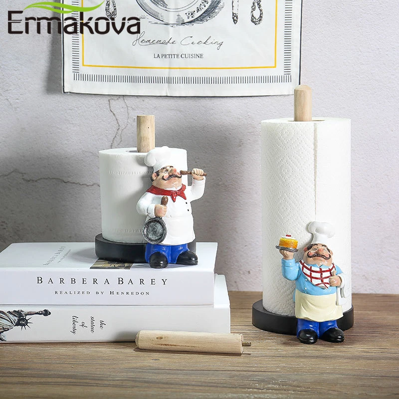 ERMAKOVA смолы шеф повар двухслойный бумажный держатель для полотенец статуэтки творческий дом торт магазин ресторан ремесла украшение|Статуэтки и миниатюры| | АлиЭкспресс