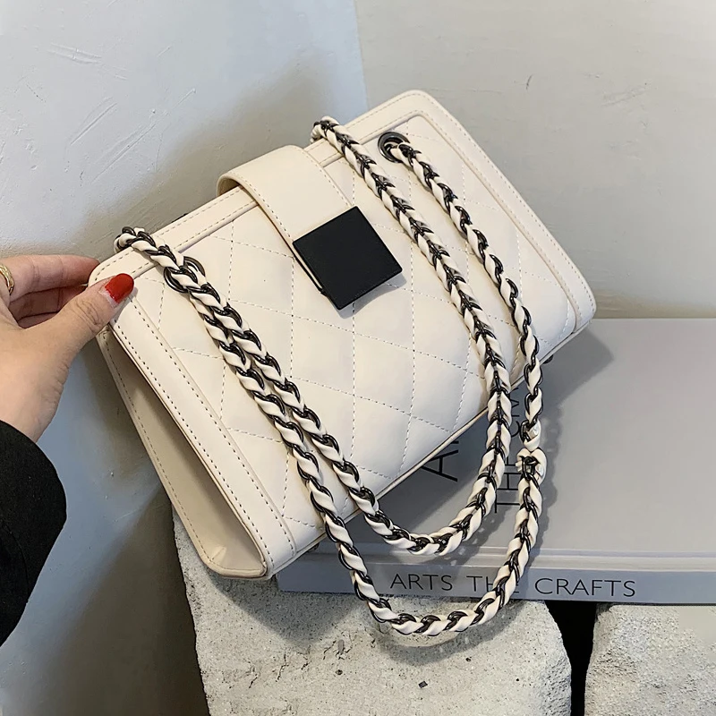 

LIKETHIS Small Black Crossbody Bag for Women Winter Pu Leather Luxury Designer Shoulder Handbags High Quality Messenger Bags