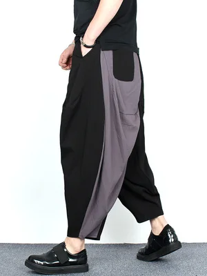 

Темный, оригинальный, летний, ледяной материал, шаровары, брюки-Капри, мужские тренды, парикмахерские, свободные, маленькие ноги, повседневные летающие сквир