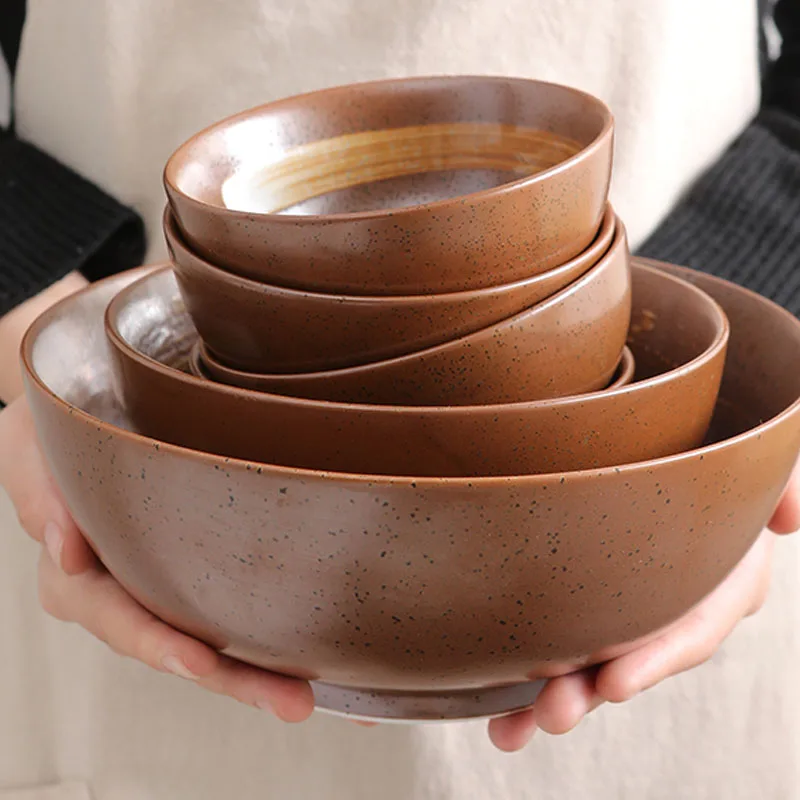 KINGLANG японская классическая керамическая чаша посуда коричневый цвет серии набор тарелок оптом тарелка для риса