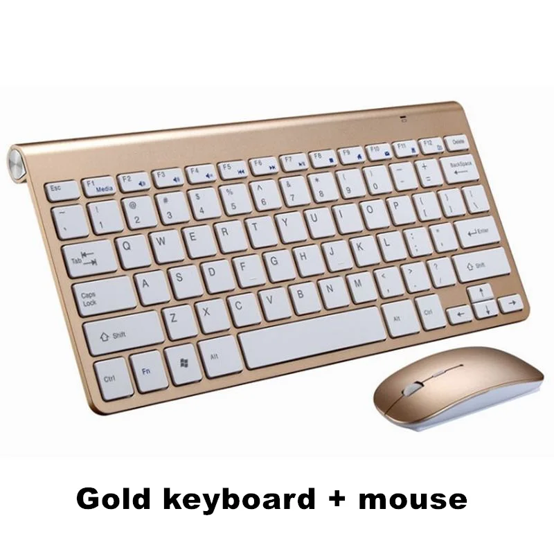 Gold keyboard set Ультра тонкая беспроводная клавиатура портативная 2,4G миниатюрная клавиатура с тачпадом Набор для Mac/notebook/tv Box/PC офисные принадлежности для IOS Android - Цвет: Gold keyboard set