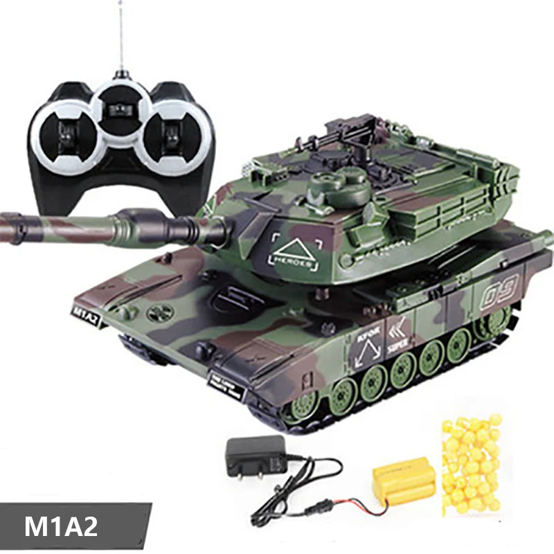 M1A2 Green M1A2 беспроводной пульт дистанционного управления танк может запускать пули для битвы заряженный отслеживаемый внедорожник Мальчики и детские игрушки Gif - Цвет: M1A2 Green