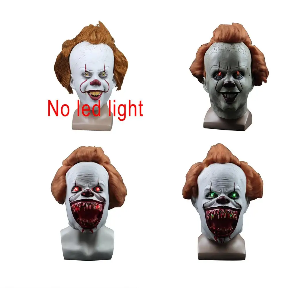 Новинка 2019 г. светодиодная маска Pennywise латексные маски Stephen King It 2 в стиле Джокера