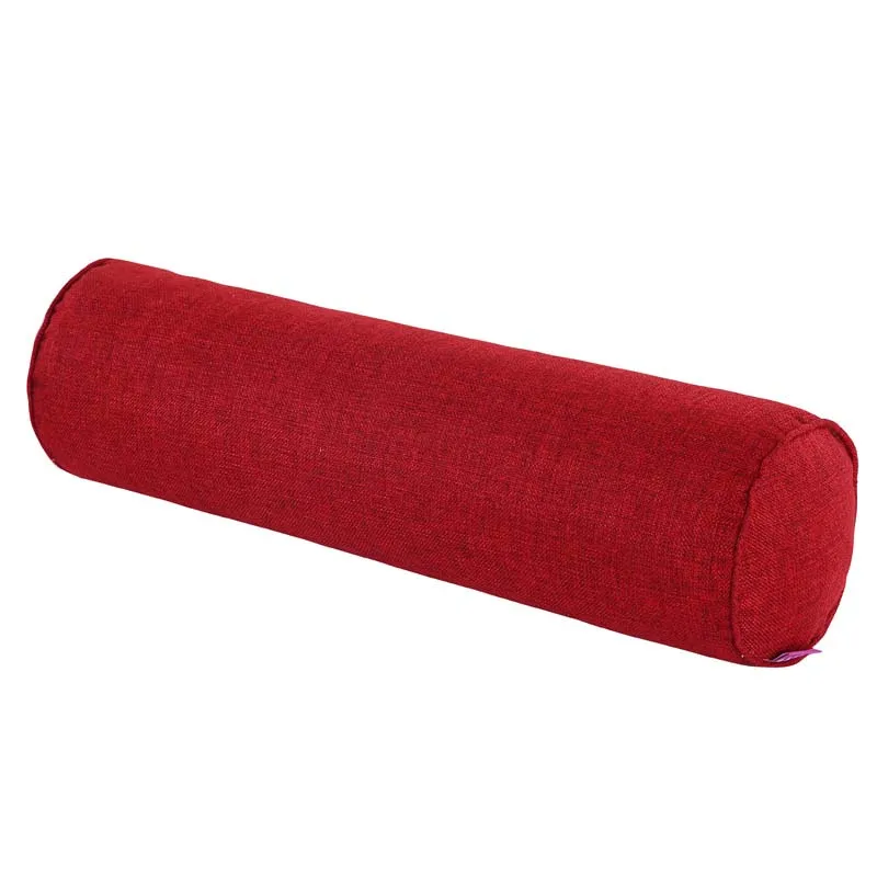 wine red Cotton and Linen Strip Pillow Cylindrical Bed Sleeping Waist Cushion Pillow Removable and washable Boyfriend Candy Color Bolster - Цвет: wine red