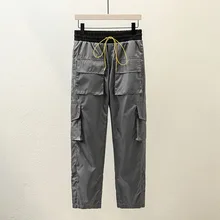 19SS RHUDE карманные джоггеры брюки карго мужские Высокое качество Rhude Пряжка для брюк подкладка сетка Нейлон Рабочие Rhude джоггеры