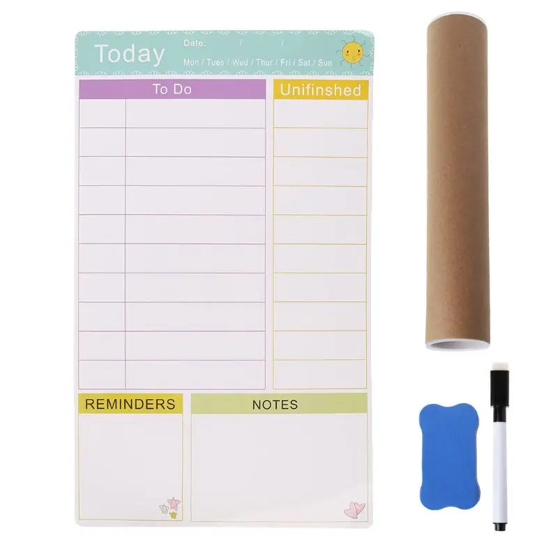 

Daily Planner Magnetic Whiteboard Fridge Magnets Marker Eraser Record Message