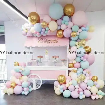 

Arch 213pcs 5/10/18inch Pastel Mint Macaron Pink Blue Latex Wedding Birthday Cream Party Decor Globos