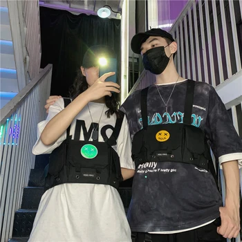 

Chic Fashion Shoulder Chest Bag Oxford Cloth Men Women Classic Texture Creative Design Vest Hip-Hop Street Money Pack