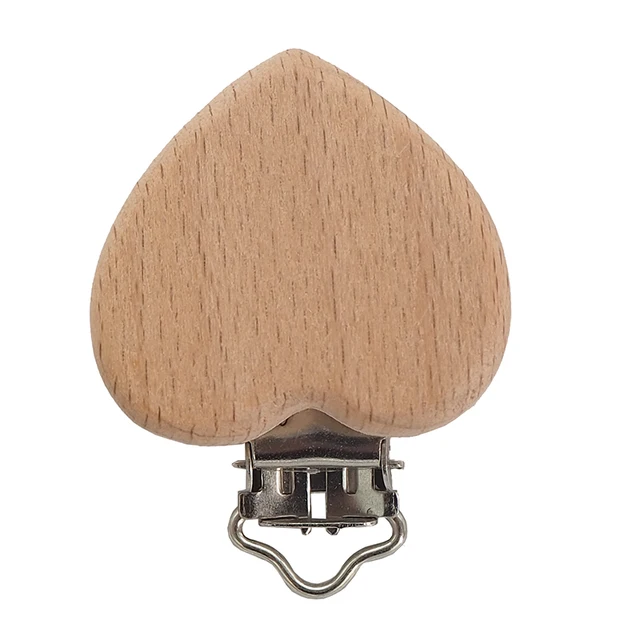 Chenkai 50PCS Wooden Bear Flower Car Heart Bird Elephant Round Star Clips BPA Free For DIY Baby Nature Pacifier    Chain Gifts Heart