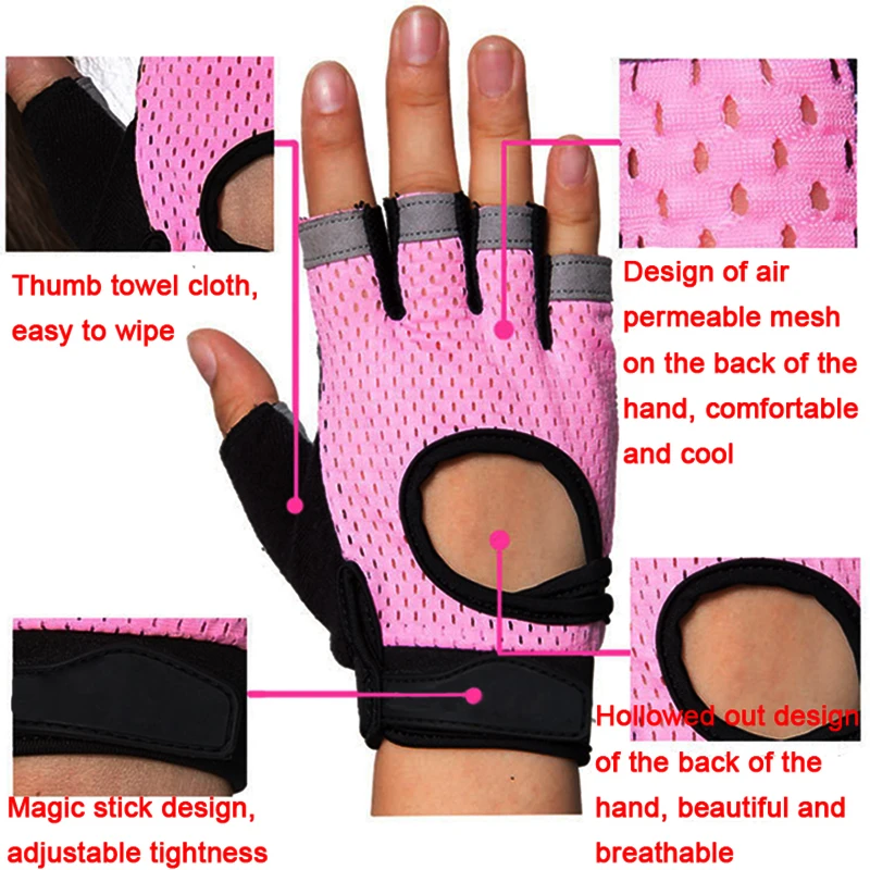 Coolfit Breathable Fitness Gloves Weight Lifting For Heavy Exercise Sport Gym Gloves Women Body Building Non-Slip Half Finger 4