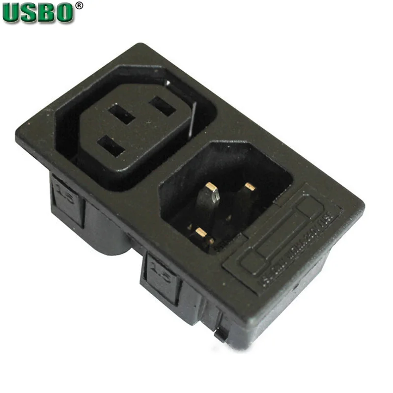 Черный CE Медь 2in1 10A 250V IEC320 C13 C14 Профессиональный адаптор Мощность цепочка из нескольких розеток разъем с креплением на панели электрической AC Мощность разъем