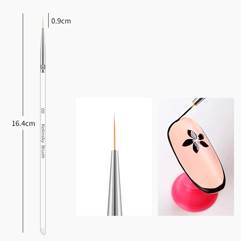 3pcs/set Nail Art Liner Painting Pen 3D Tips DIY Acrylic UV Gel Brushes Drawing Kit 7/9/11MM Professional Nail Art Draw Pen Tool