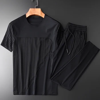

Men (t-shirt+pants) Summer Luxury Curve Matching Short Sleeve Mens Plus Size 3XL 4XL Casual Sport Man Sets